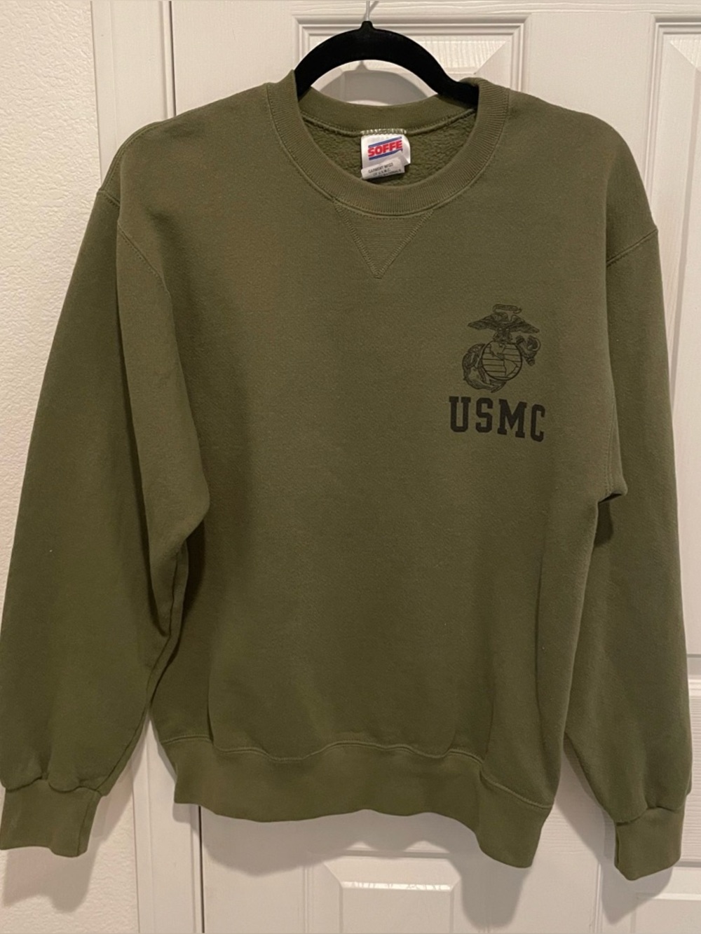 Vintage - USMC Marines - Crewneck Sweater - Adult Small - Green